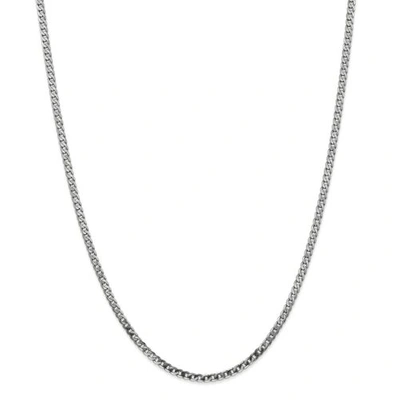 Pre-owned Accessories & Jewelry 14k White Gold 2.9mm Solid Flat Beveled Curb Chain W/ Lobster Clasp 16" - 24"
