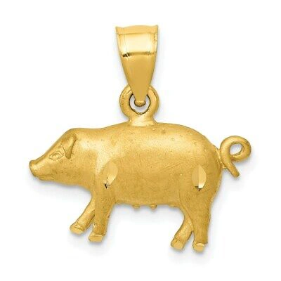 Pre-owned Superdealsforeverything Real 14kt Yellow Gold Diamond-cut Pig Pendant