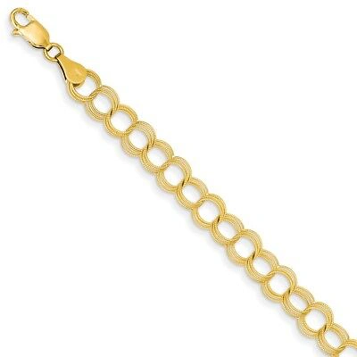 Pre-owned Superdealsforeverything Real 14kt Yellow Gold Solid Triple Link Charm Bracelet; 8 Inch
