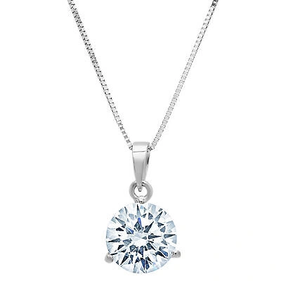 Pre-owned Pucci 2 Rd Real Aquamarine Martini Solitaire Pendant Necklace 18" Chain 14k White Gold In D