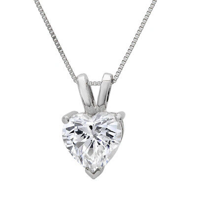 Pre-owned Pucci 0.5 Ct Heart Cut Vvs1 Clear Simulated Pendant 18" Chain Box 14k White Solid Gold In D