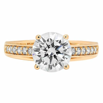 Pre-owned Pucci 2.21 Round Cut Cathedral Moissanite Promise Bridal Wedding Ring 14k Yellow Gold In White/colorless