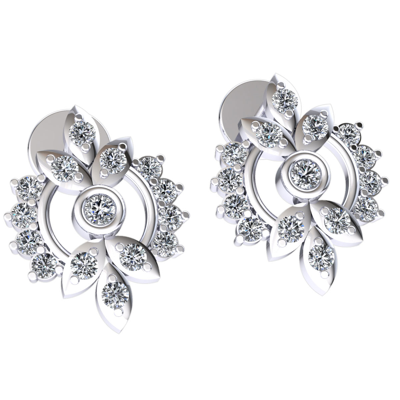 Pre-owned Jewelwesell Genuine 0.3ctw Round Cut Diamond Ladies Leaf Studs Earrings Solid 10k Gold In J