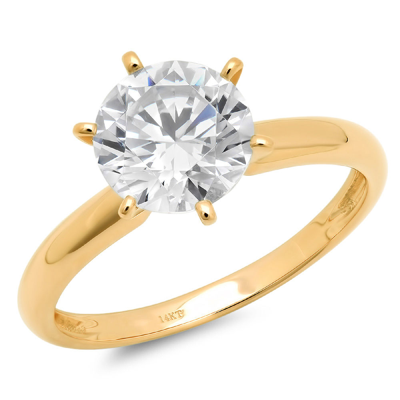 Pre-owned Pucci 2.0 Ct Brilliant Round Cut Solitaire Engagement Ring Real Solid 14k Yellow Gold In White/colorless