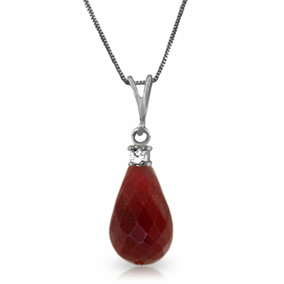 Pre-owned Ja Diamonds Genuine Ruby 8.8ct Briolette Gemstone & Diamond Accent Pendant Necklace 14k Gold In Red