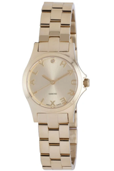 Pre-owned Haurex Italy Women's 7y505dcs City Diamond Yellow Gold Ip Stainless Steel Watch