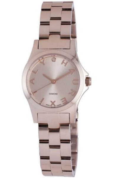 Pre-owned Haurex Italy Women's 7r505dds City Diamond Rose Gold Ip Coated Steel Watch