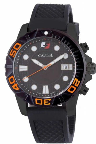 Pre-owned Calibre Men's Sc-4a1-13-007.79 Akron Black Rubber Unidirectional Luminous Watch