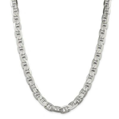 Pre-owned Accessories & Jewelry Sterling Silver 9.5mm Solid Plain Flat Anchor Chain W/ Lobster Clasp 20" - 24"