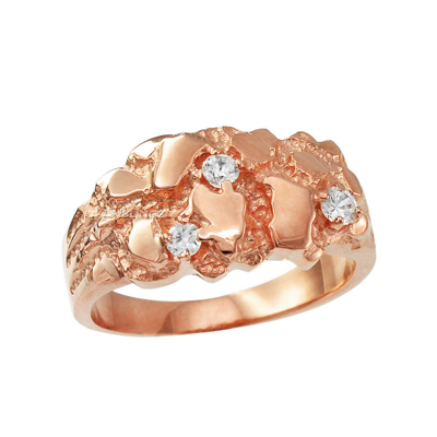 Pre-owned La Blingz 10k Rose Gold Elegant Cz Nugget Ring In Pink