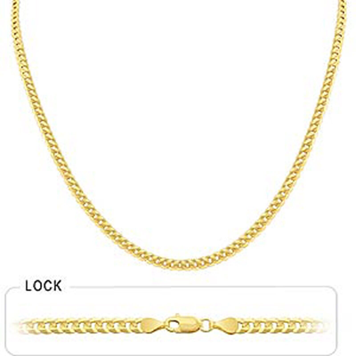 Pre-owned Gd Diamond 4.00mm 24" 13.80gm 14k Solid Gold Yellow Mens Flat Cuban Necklace Polished Chain
