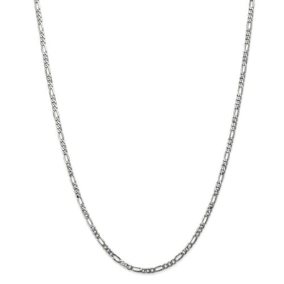 Pre-owned Accessories & Jewelry 14k White Gold 3mm Solid Flat Figaro Link Chain W/ Lobster Clasp 16" - 26"