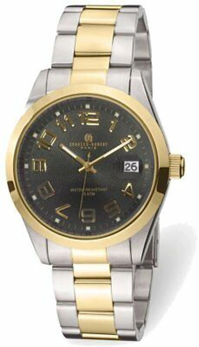 Pre-owned Charles-hubert Charles Hubert 2-tone Stainless Steel Black Dial Quartz Watch