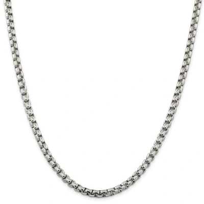 Pre-owned Accessories & Jewelry Sterling Silver Plain 5.2mm Polished Round Box Chain W/ Lobster Clasp 18" - 30"