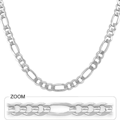 Pre-owned Gd Diamond 7.60mm 30" 53.00gm 14k Gold Solid White Shiny Men's Figaro Link Chain Necklace