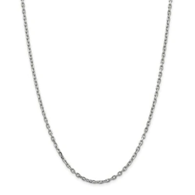 Pre-owned Accessories & Jewelry 14k White Gold 3mm Diamond Cut Solid Cable Chain W/ Lobster Clasp 16" - 24"