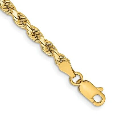Pre-owned Skyjewelers Real 14k Yellow Gold 3.25mm Diamond-cut Rope Chain Bracelet