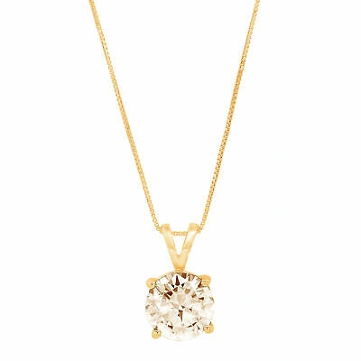 Pre-owned Pucci 3 Round Yellow Lab Created Moissanite Pendant 16" Chain Real 14k Yellow Gold