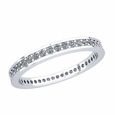 Pre-owned Jewelwesell Genuine 0.80ct Round Diamond Eternity Wedding Band Ring 14k White Gold Si2 Prong In I