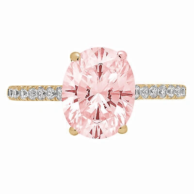 Pre-owned Pucci 1.89ct Oval Simulated Pink Diamond Promise Wedding Designer Ring 14k Yellow Gold