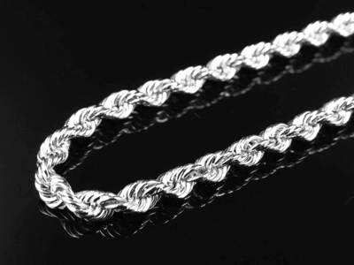 Pre-owned Jewelry Unlimited Mens Ladies Solid 10k White Gold 4mm Diamond Cut Rope Chain Necklace 18-28 Ins