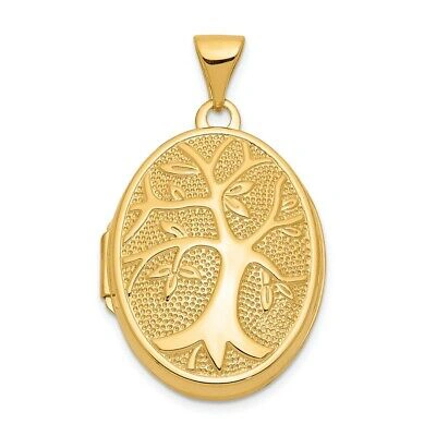 Pre-owned Skyjewelers Real 14kt Yellow Gold 21x16mm Oval Tree Locket