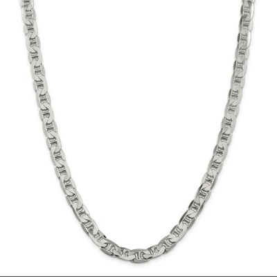 Pre-owned Accessories & Jewelry Sterling Silver 7mm Solid Plain Flat Anchor Chain W/ Lobster Clasp 18" - 24"