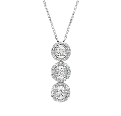Pre-owned Morris 0.80 Carat Natural Diamond Pendant Necklace 14k White Gold Si 18'' Chain