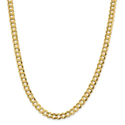 Pre-owned Accessories & Jewelry 14k Yellow Gold 7.2mm Solid Plain Flat Cuban Chain W/ Lobster Clasp 18" - 24"