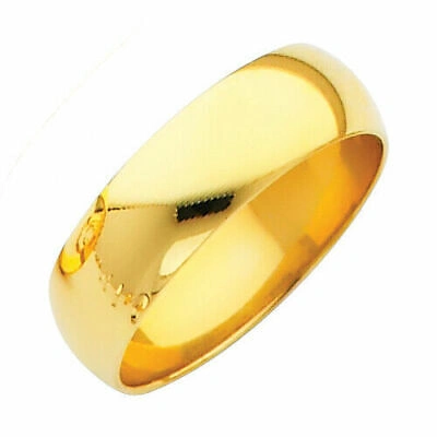 Pre-owned Td Collections 14k Yellow Gold 6mm Plain Regular Fit Classic Light Dome Wedding Band