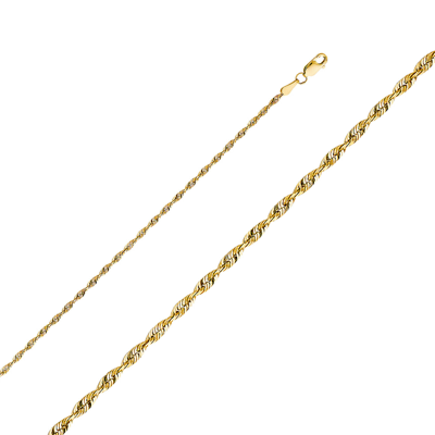 Pre-owned Td Collections Mens 14k Real Yellow Gold 2.5mm Rope Chain / 7.5"- 24''