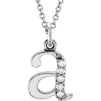 Pre-owned Roxx Fine Jewelry Initial Diamond Necklace 14k White Gold Lower Case Initial Letter A Monogram