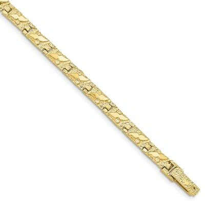 Pre-owned Skyjewelers Real 10kt Yellow Gold 4.0mm Nugget Chain Bracelet; 8 Inch
