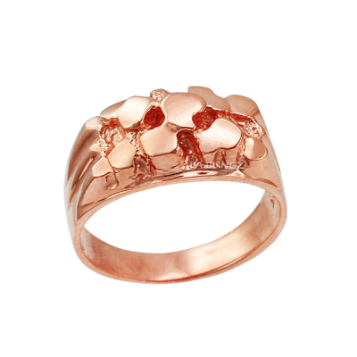 Pre-owned La Blingz 10k Rose Gold Midsize Nugget Ring In Pink