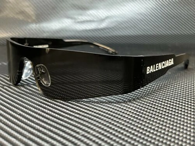 Pre-owned Balenciaga Bb0041s 001 Grey Rectangular 99 Mm Unisex Sunglasses In Gray