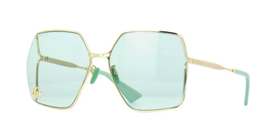 Pre-owned Gg0817s 003 Gucci Gg0817s Gold/green (003) Sunglasses