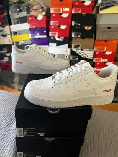 Pre-owned Nike Brand Air Force 1 Low Sp Supreme Box Logo White 