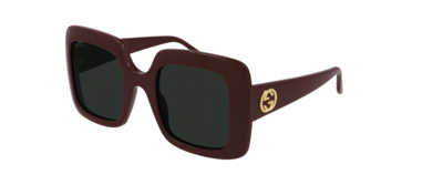 Pre-owned Gucci Gg0896s 003 Red / Green Square Women's Sunglasses