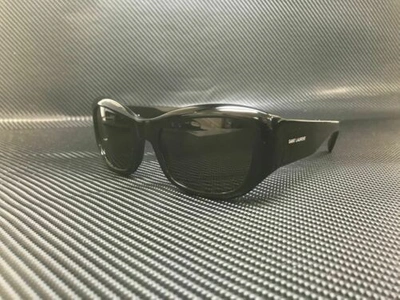 Pre-owned Saint Laurent Sl 498 001 Black Rectangle 55 Mm Women's Sunglasses