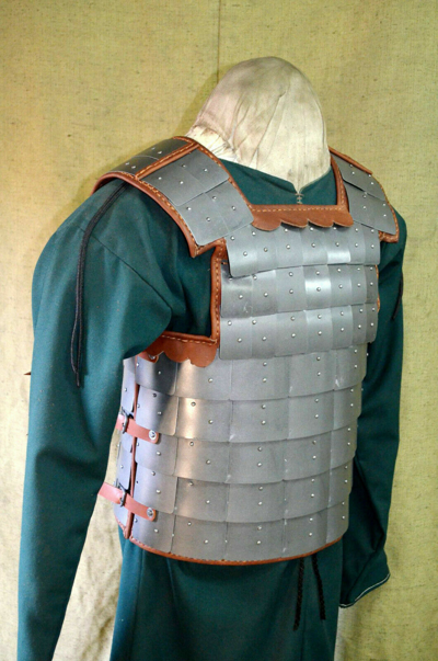 Pre-owned Handmade 18ga Steel Medieval Long Lamellar Scale Armor Knight Warrior Cuirass In Plan