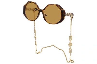 Pre-owned Versace 4395 5119/7 Sunglasses Havana/orange W/detachable Gold Medusa Chain