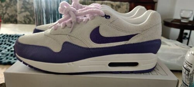 Pre-owned Nike Air Max 1 Id Purple Size 10.5 Men's 12 Women's 2 Sets Of Laces