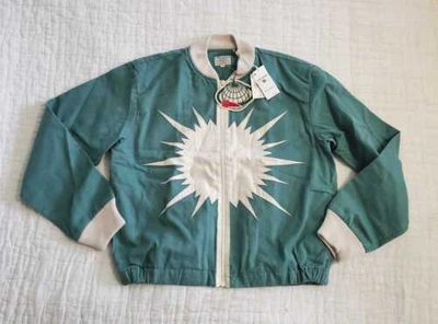 Pre-owned Levi's Men's M L  Vintage Clothing Lvc 1950s Rocket City Starburst Bomber Jacket In Green