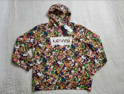 Pre-owned Levi's Men's S M  X Super Mario Graphic Pullover Hoodie In Multicolor