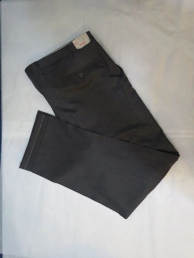 Pre-owned Brioni Mens Dress Pants Moena Charcoal Gray 100% Wool Flat Front Sz 44 46 48