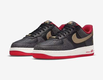 Pre-owned Nike Air Force 1 Low 'spades' Black Red Gold Size 8-13 Dj5184-001