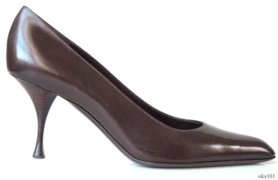 Pre-owned Saint Laurent Ysl Yves  Dark Brown Leather Pumps Shoes Classic Style $595