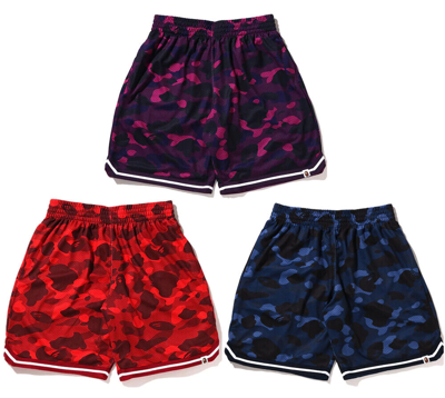 Pre-owned A Bathing Ape Men's Color Camo Basketball Shorts Purple / Red / Navy