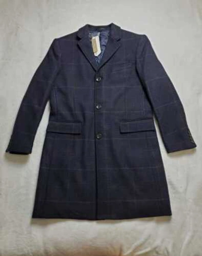 Pre-owned Jcrew Men's 40r J Crew Ludlow Topcoat In Wool Blend With Eco-friendly Primaloft In Black Navy Grey Glen