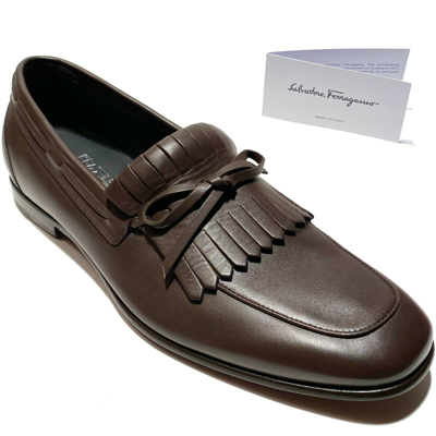 Pre-owned Ferragamo Moccasin 8.5 Ee 41.5 Men's Brown Leather Dress Tassel Loafers Casual